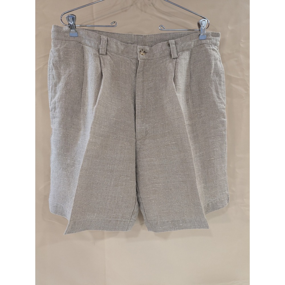 Vintage American Eagle Coarse Weave Men's Linen Pleated Dress Shorts - Size 38 - Picture 5 of 8